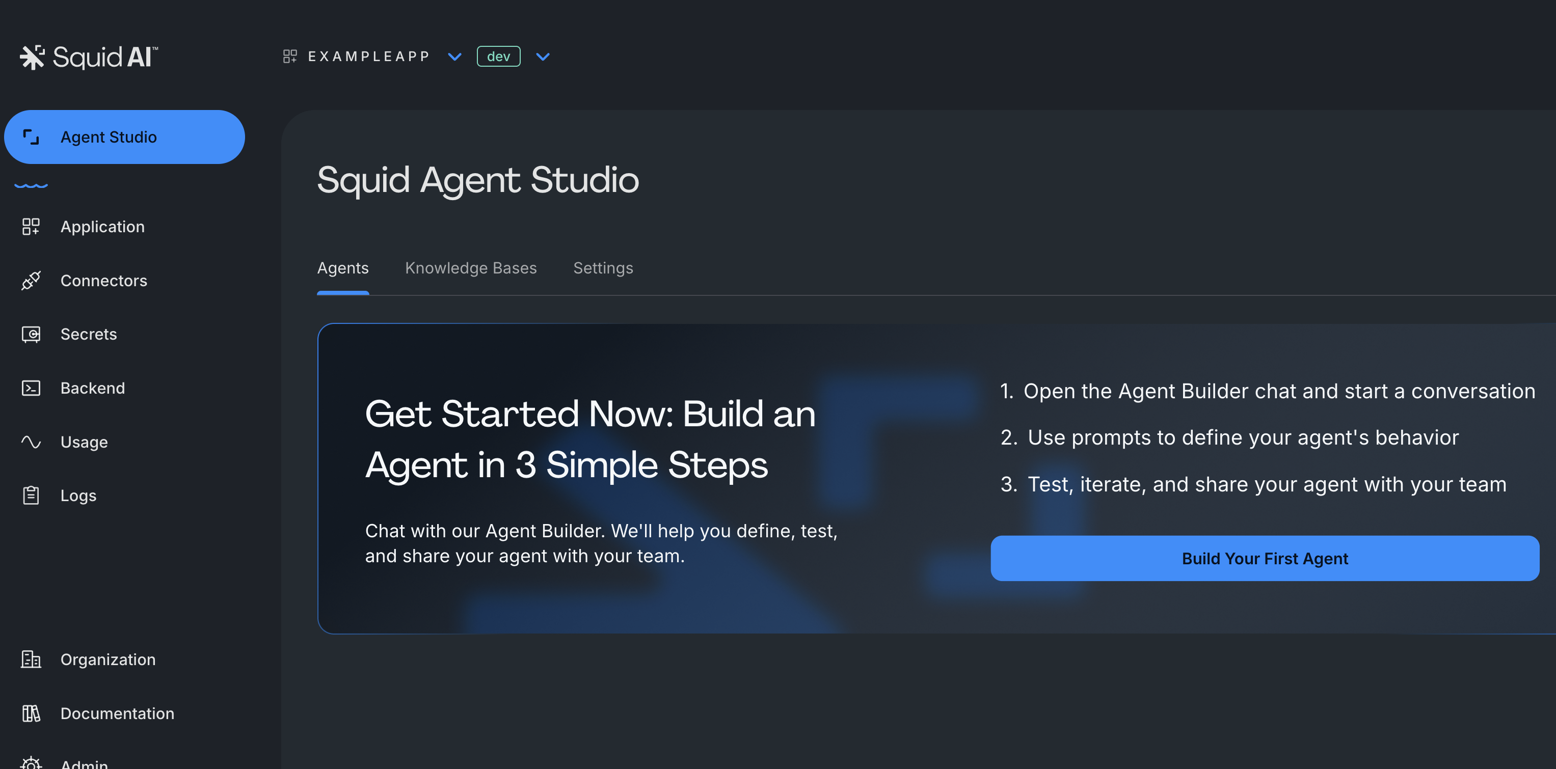Creating an agent - Step 1