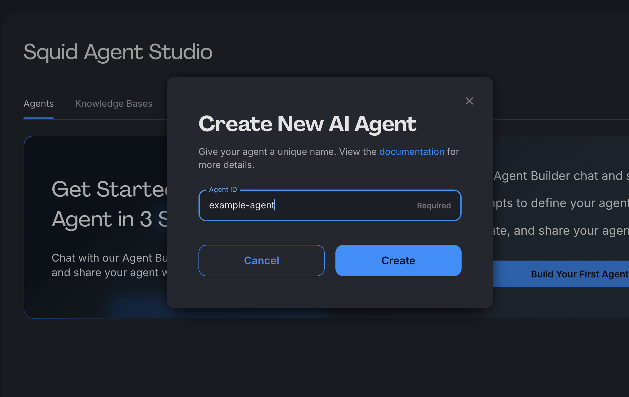 Creating an agent - Step 2