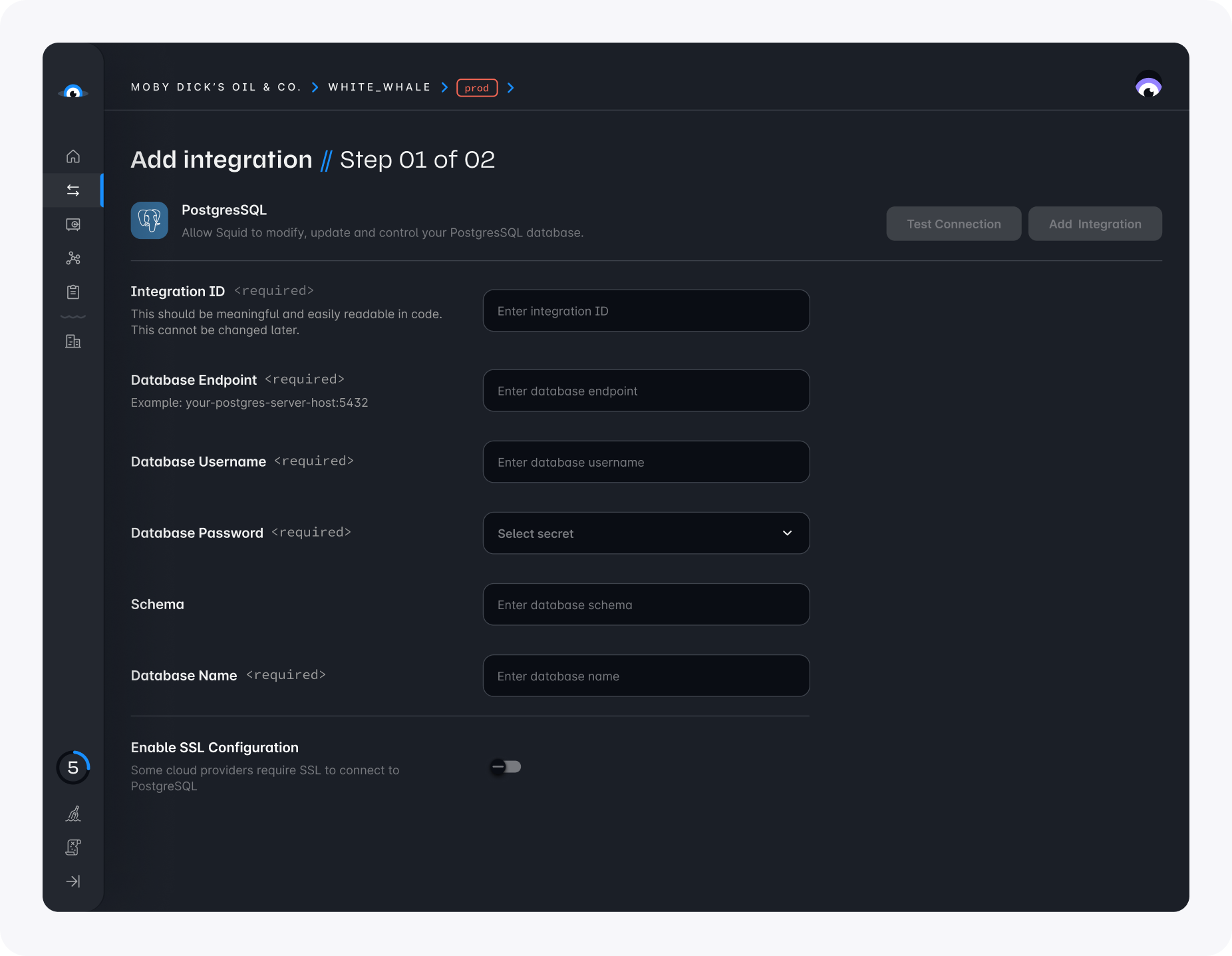 PostgreSQL integration