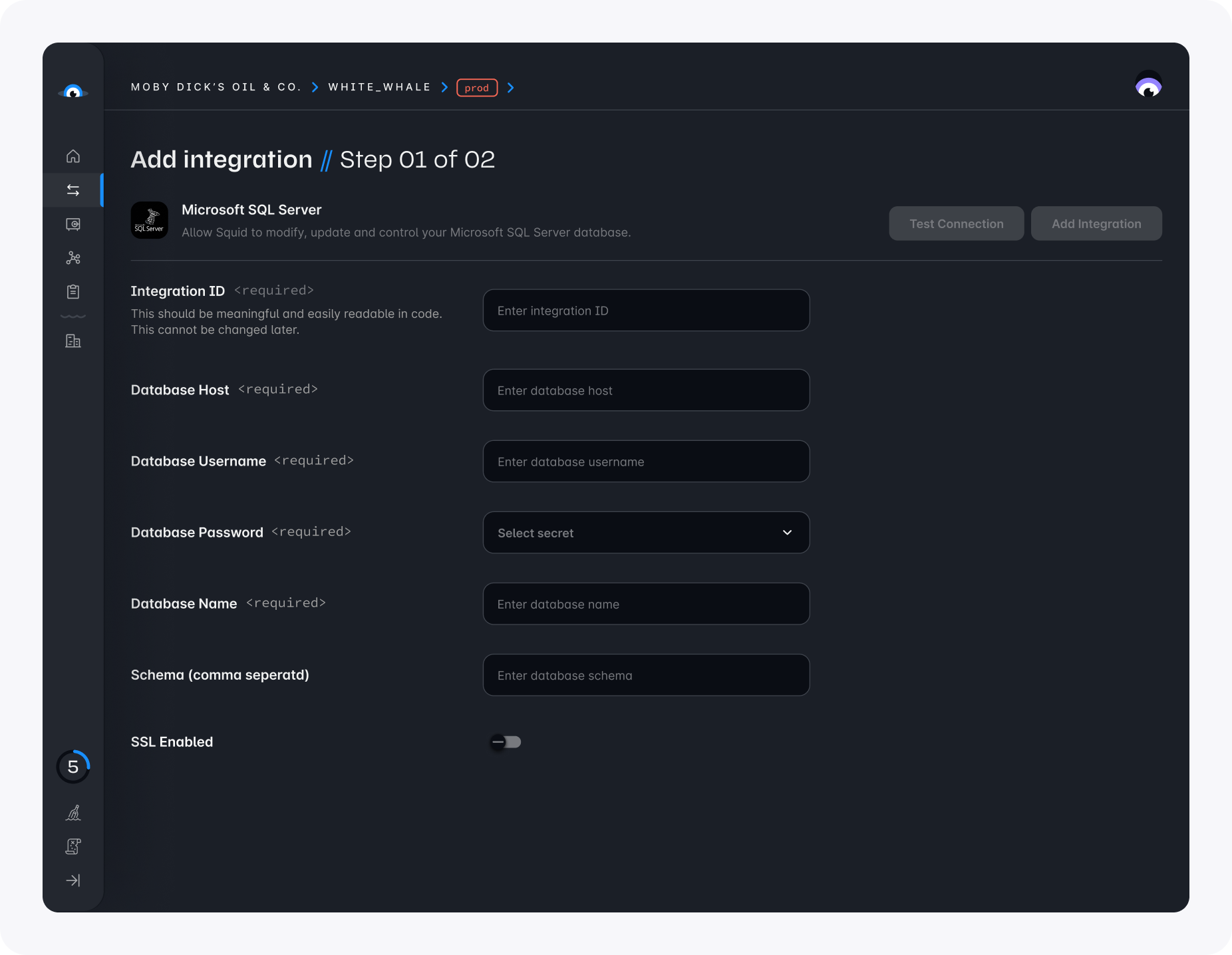 Microsoft SQL sever integration