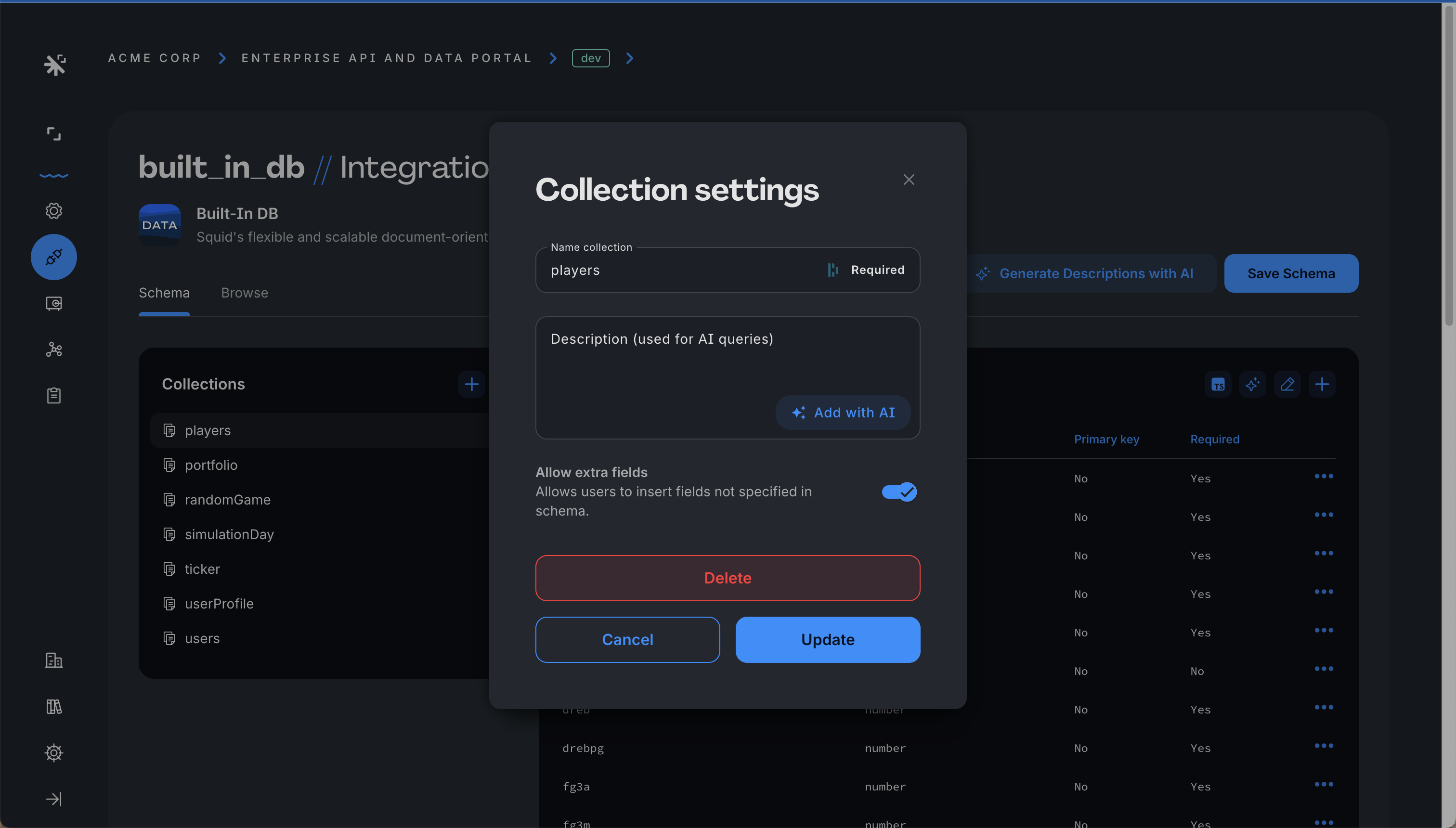 Allow extra fields toggle