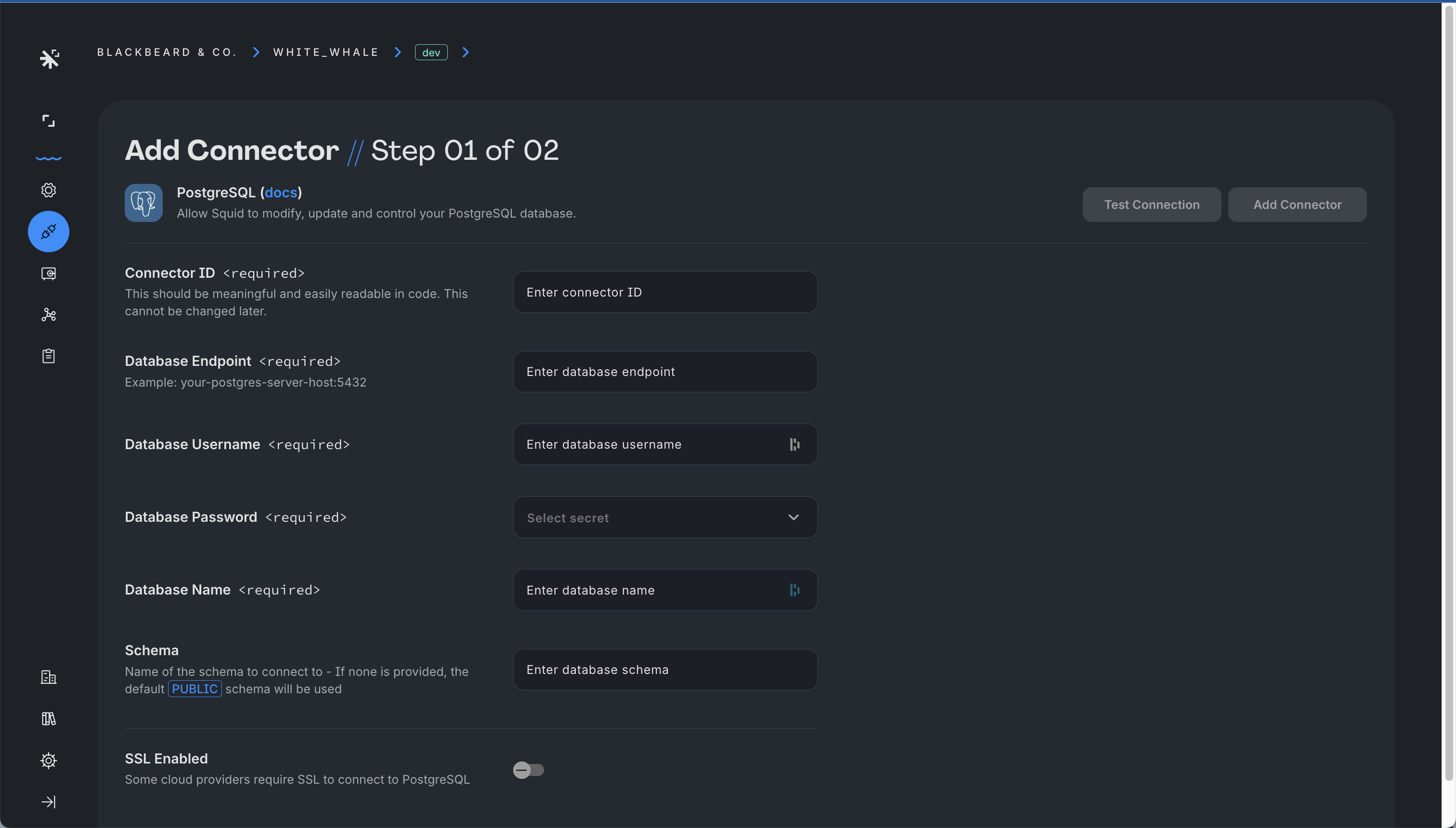 PostgreSQL connector