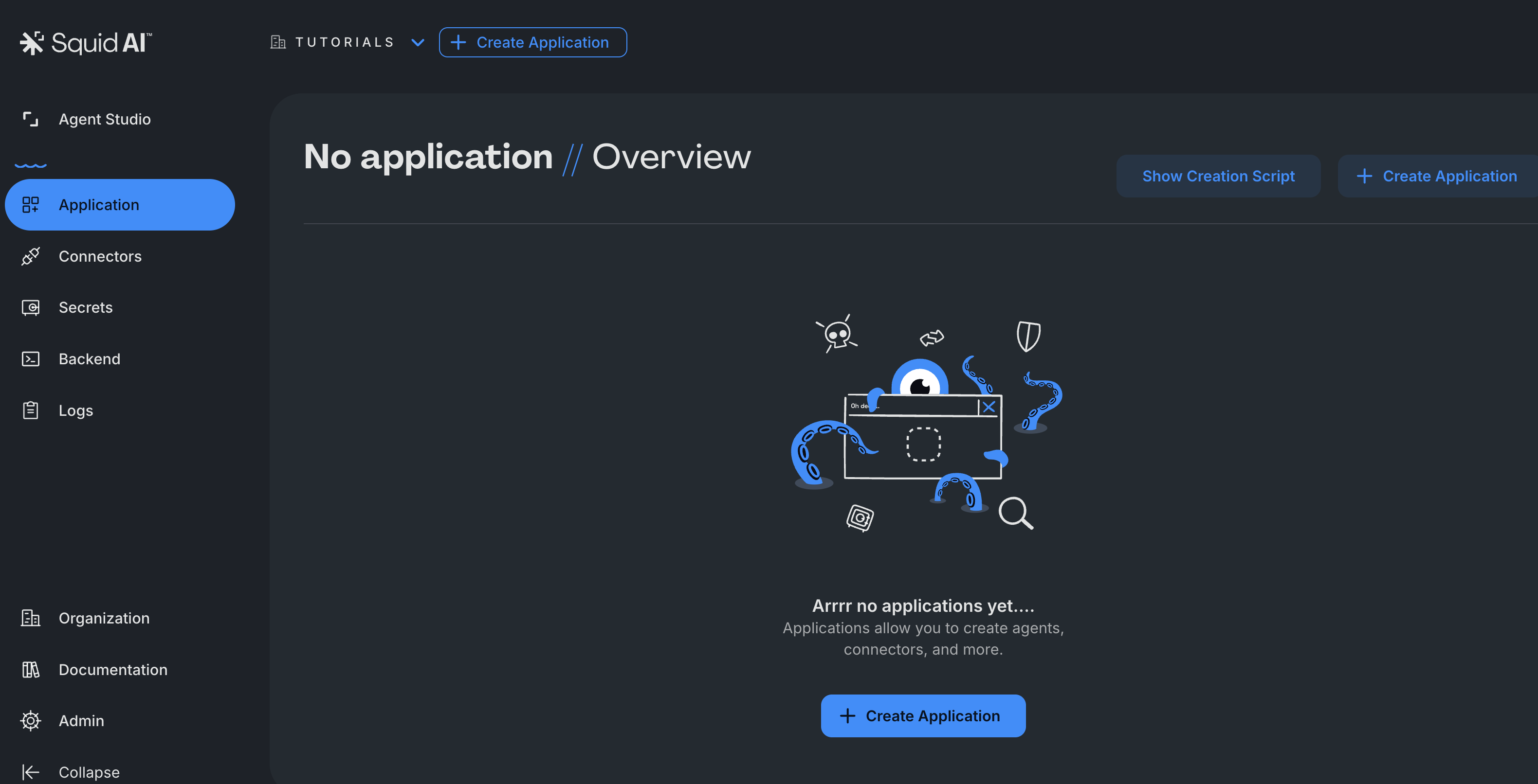 Creating an application - Step 1