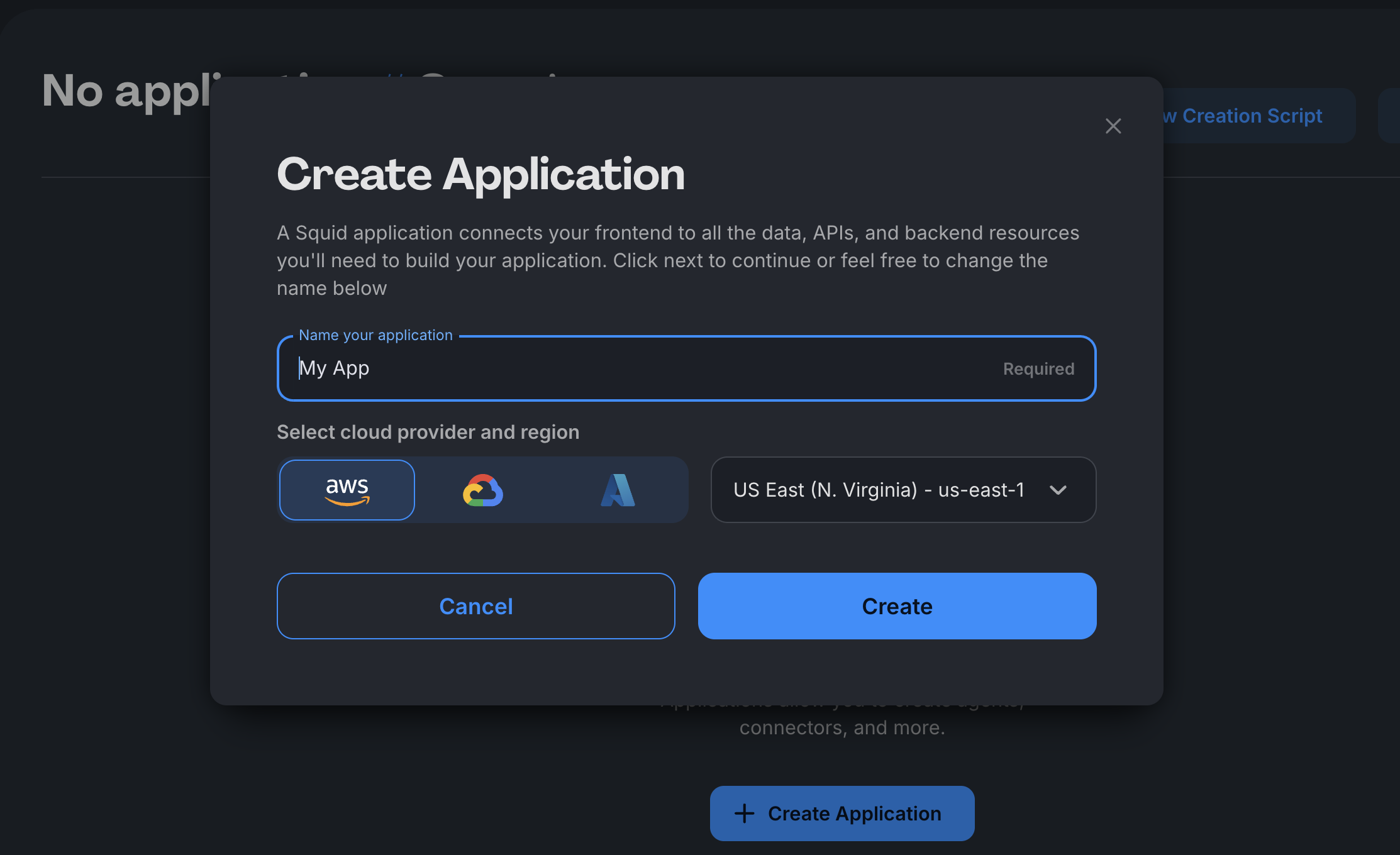 Creating an application - Step 2