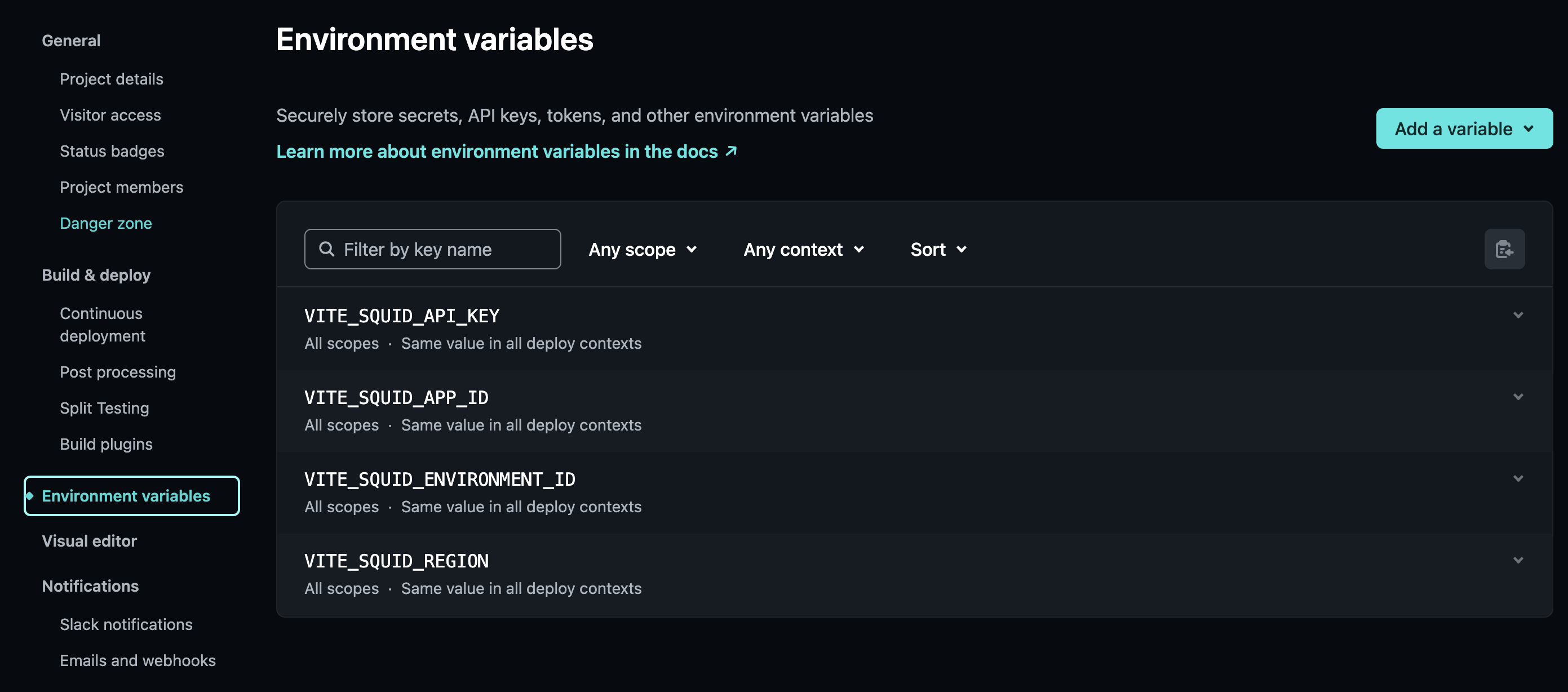 Environment variables on Netlify
